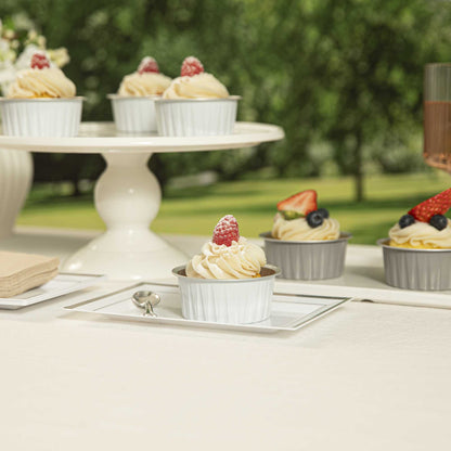 Foil Lux 4 oz Round White Aluminum Baking Cup - Lids Available - 3 1/4" x 3 1/4" x 1 1/2" - 100 count box