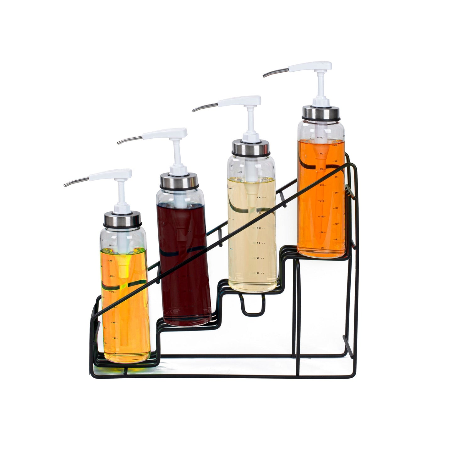 Restpresso Black Iron Bottle Display - 4-Tier - 17" x 4 1/4" x 13" - 1 count box