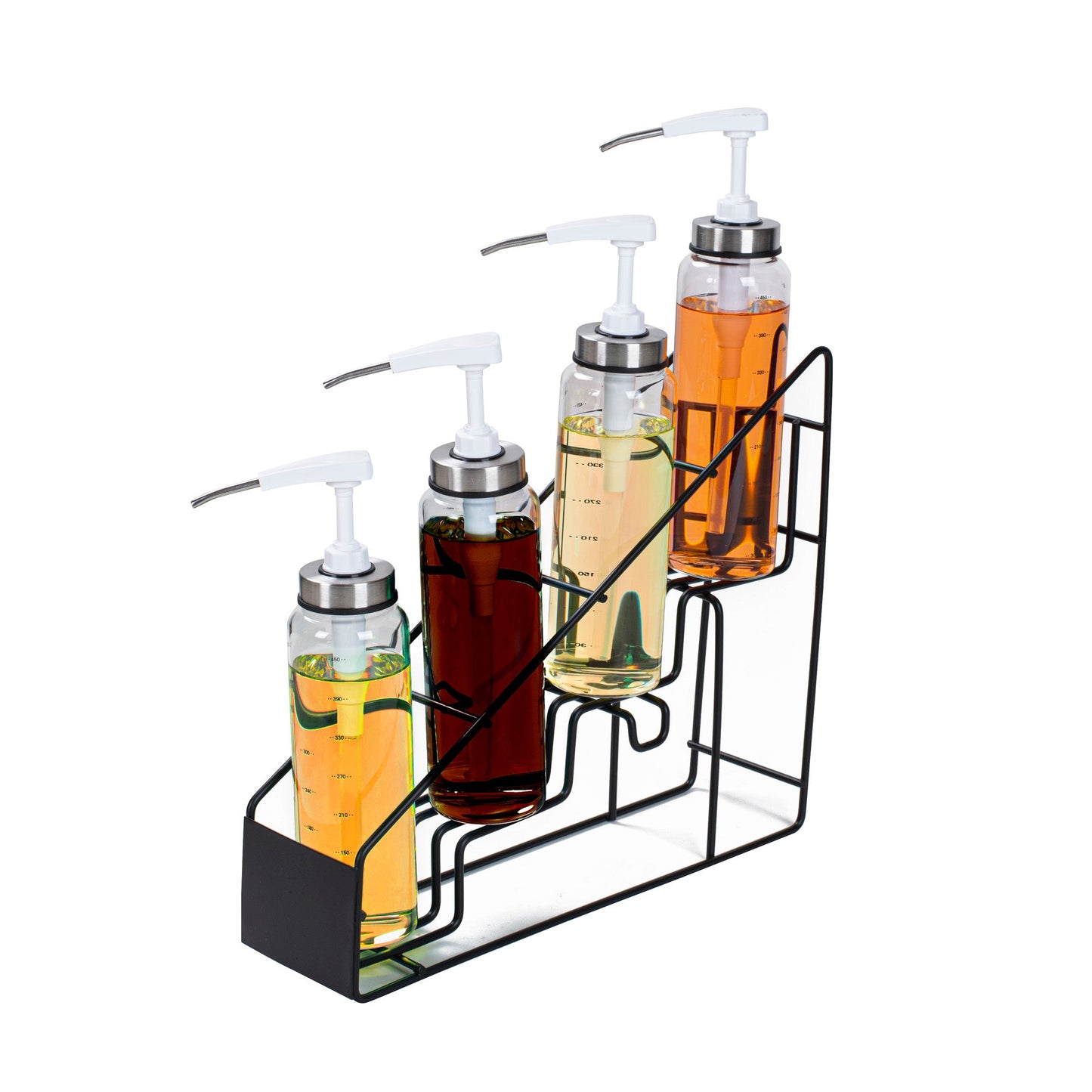 Restpresso Black Iron Bottle Display - 4-Tier - 17" x 4 1/4" x 13" - 1 count box