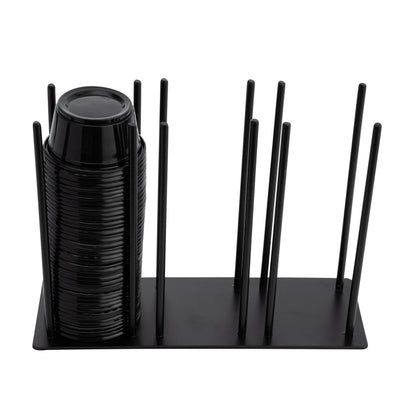Chef 101 Black Iron Horizontal Portion Cup / Lid Organizer - 3 Section - 8 1/4" x 3" x 6" - 1 count box
