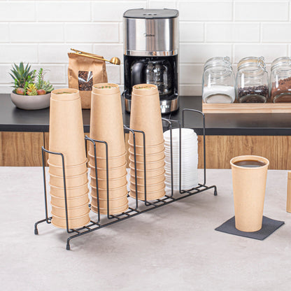Restpresso Black Iron Cup / Lid Display - 4 Section - 18 1/2" x 8 1/2" x 5" - 1 count box