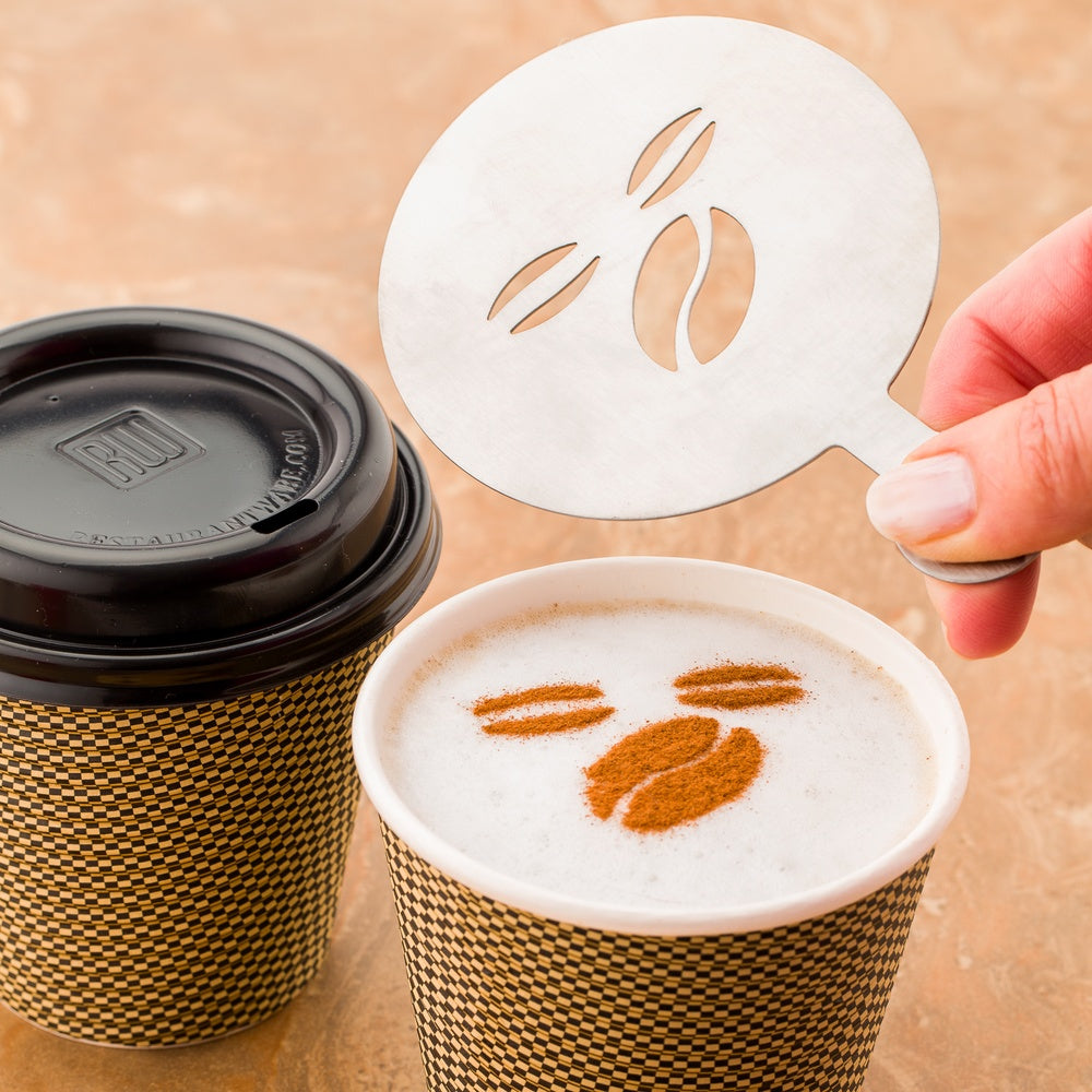 Restpresso Stainless Steel Cafe Bean Coffee Decorating Stencil - 4 3/4" x 3 1/4" - 1 count box