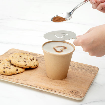 Restpresso Stainless Steel Coffee Decorating Stencil Set - Includes 8 Stencils - 4 3/4" x 3 1/4" - 8 count box