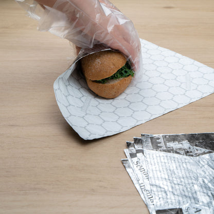 Foil Lux Newsprint Aluminum Sandwich Wrap Sheet - Insulated - 12" x 12" - 500 count box