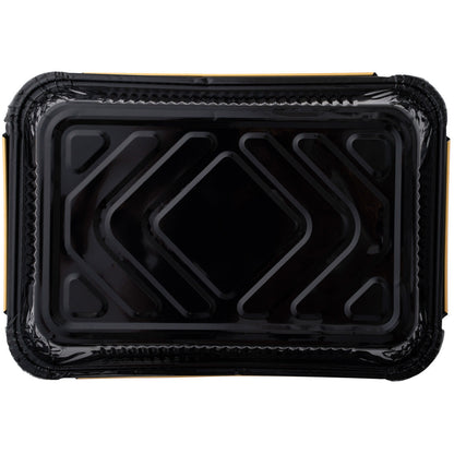 Foil Lux 41 oz Rectangle Black and Gold Aluminum Container - 8 3/4" x 6" x 2 1/4" - 200 count box