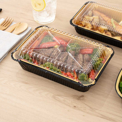 Foil Lux Rectangle Clear Plastic Lid - Fits 41 oz Container - 200 count box