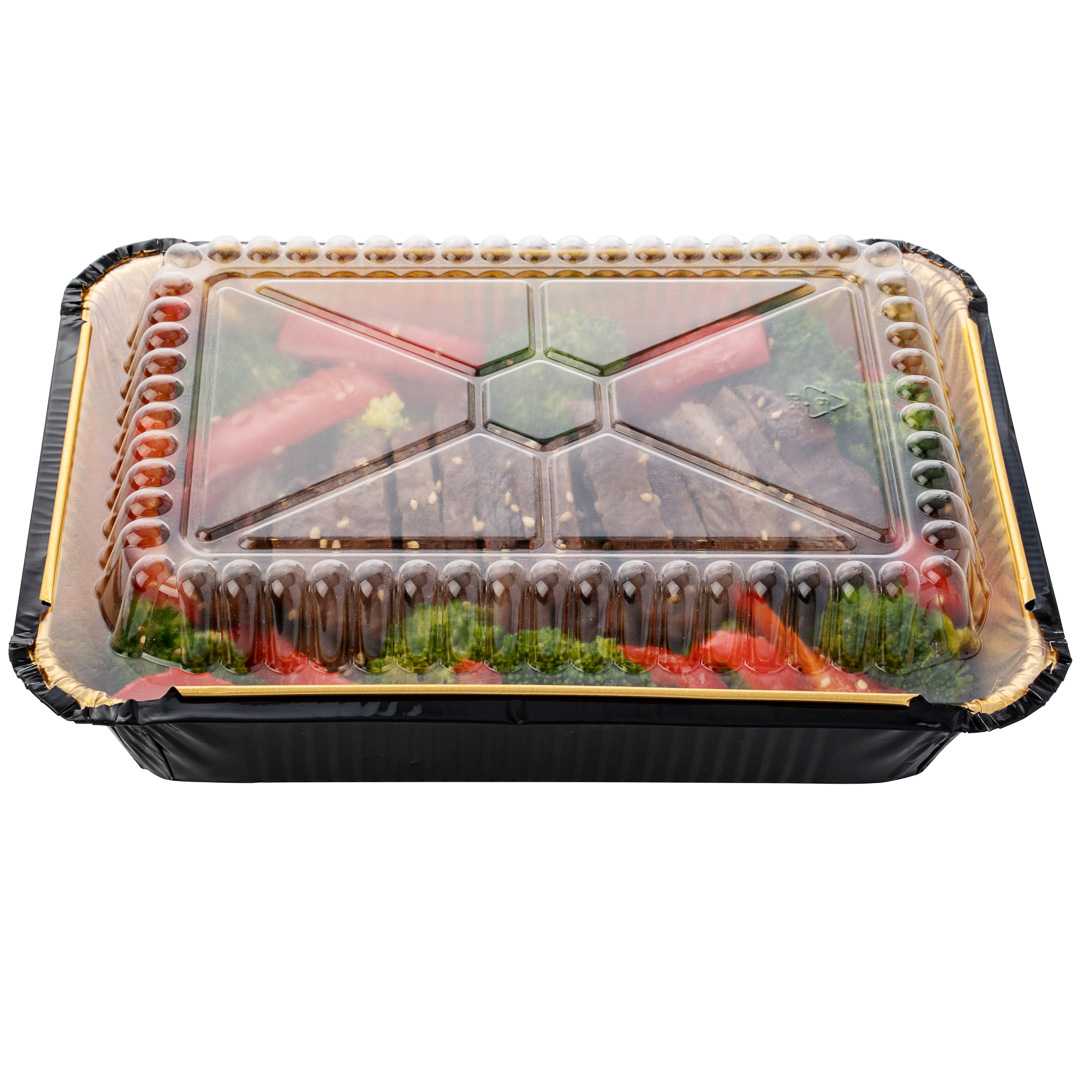 Foil Lux Rectangle Clear Plastic Lid - Fits 41 oz Container - 200 count box