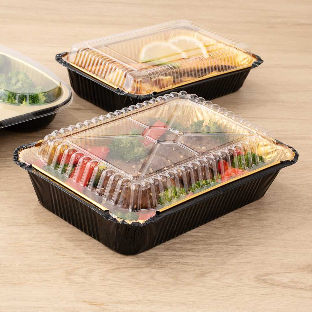 Foil Lux Rectangle Clear Plastic Lid - Fits 41 oz Container - 200 count box