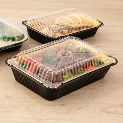 Foil Lux Rectangle Clear Plastic Lid - Fits 41 oz Container - 200 count box