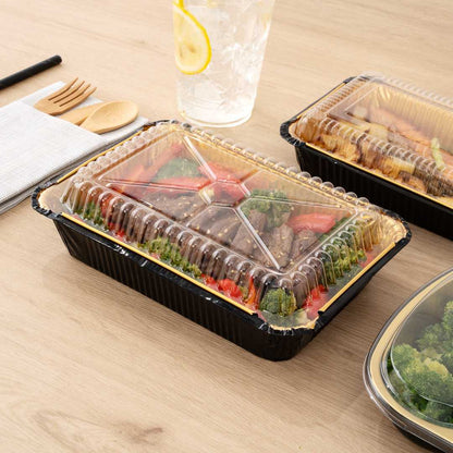 Foil Lux Rectangle Clear Plastic Lid - Fits 41 oz Container - 200 count box