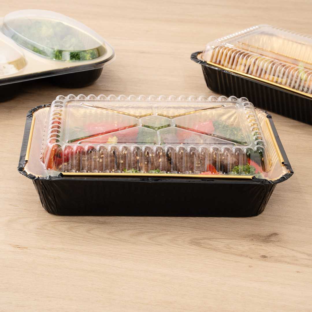 Foil Lux Rectangle Clear Plastic Lid - Fits 41 oz Container - 200 count box