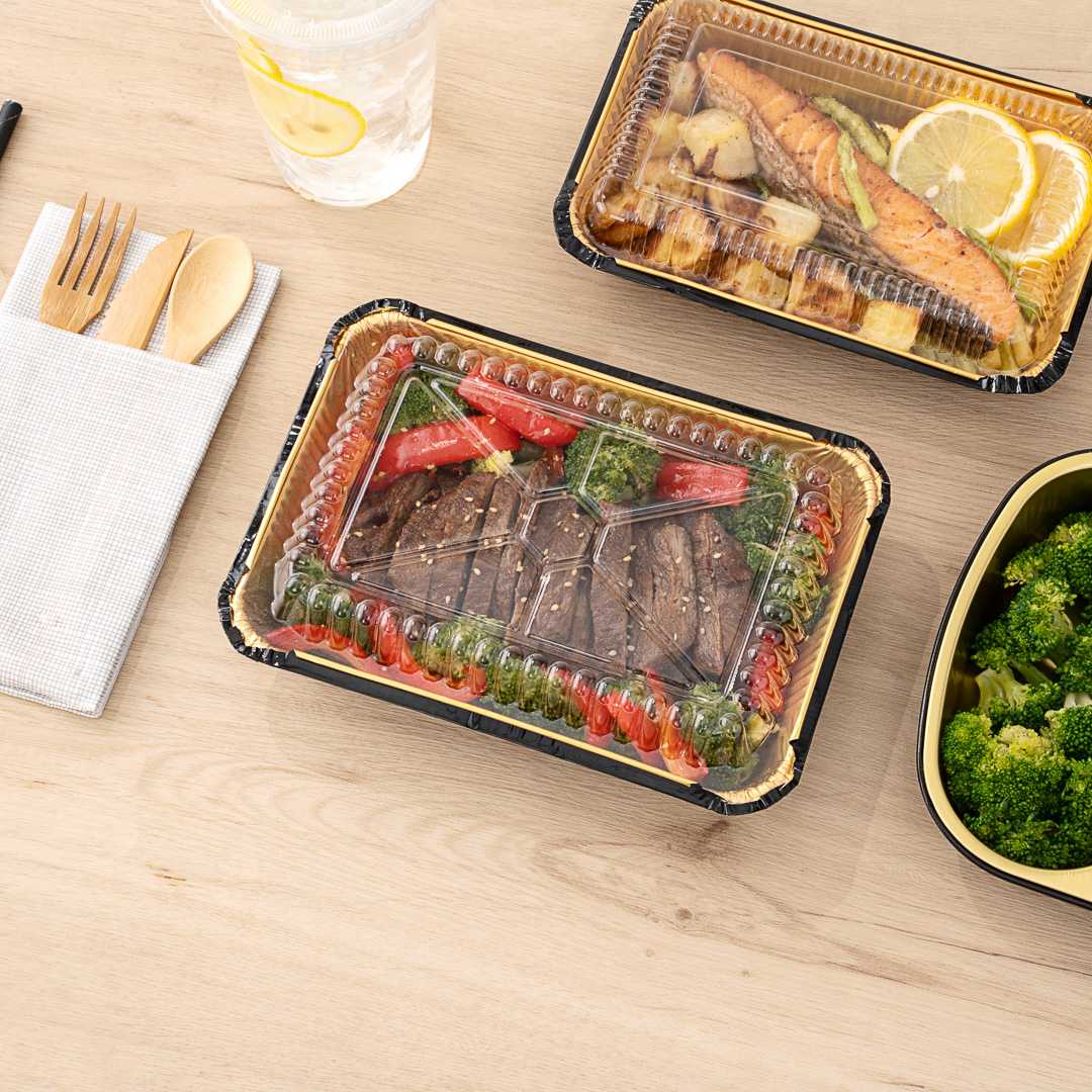 Foil Lux Rectangle Clear Plastic Lid - Fits 41 oz Container - 200 count box