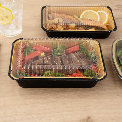 Foil Lux Rectangle Clear Plastic Lid - Fits 41 oz Container - 200 count box