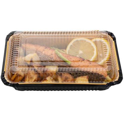 Foil Lux Rectangle Clear Plastic Lid - Fits 27 oz Container - 8" x 5 1/4" x 1" - 200 count box
