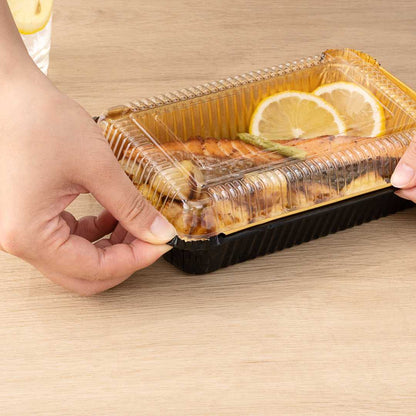 Foil Lux Rectangle Clear Plastic Lid - Fits 27 oz Container - 8" x 5 1/4" x 1" - 200 count box
