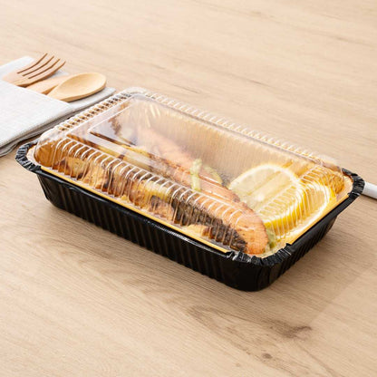 Foil Lux Rectangle Clear Plastic Lid - Fits 27 oz Container - 8" x 5 1/4" x 1" - 200 count box