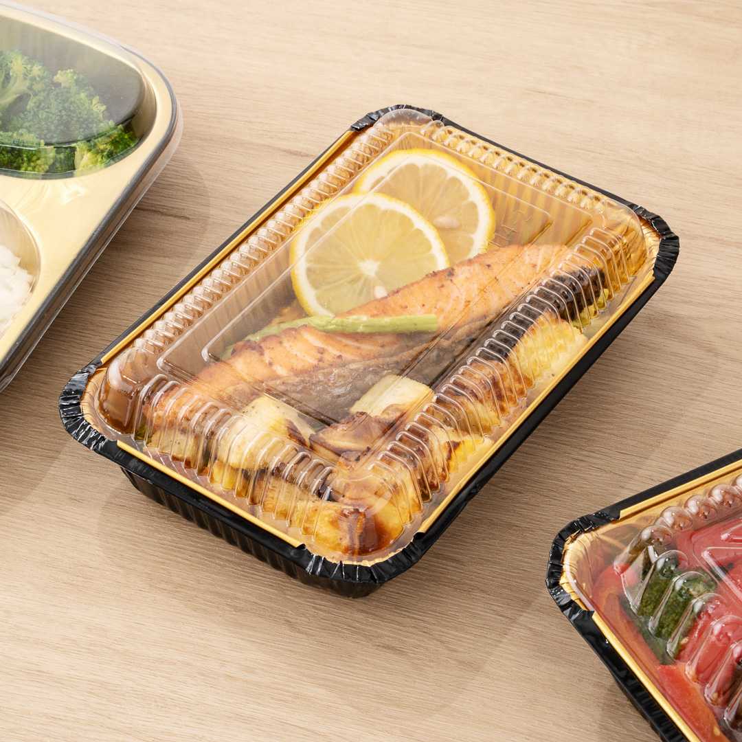 Foil Lux Rectangle Clear Plastic Lid - Fits 27 oz Container - 8" x 5 1/4" x 1" - 200 count box