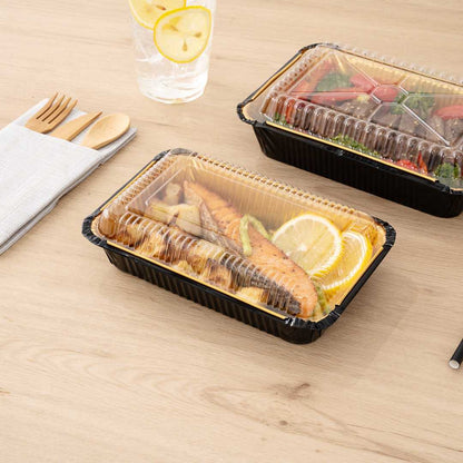 Foil Lux Rectangle Clear Plastic Lid - Fits 27 oz Container - 8" x 5 1/4" x 1" - 200 count box
