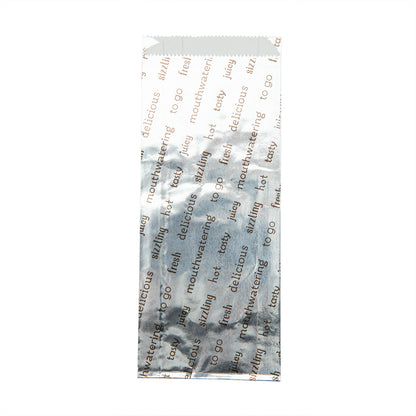 Bag Tek Paper Printed Small Hot Dog Foil Bag - 3 3/4" x 1 1/4" x 9" - 100 count box