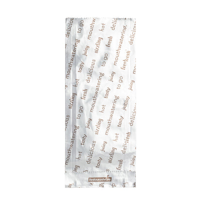 Bag Tek Paper Printed Small Hot Dog Foil Bag - 3 3/4" x 1 1/4" x 9" - 100 count box