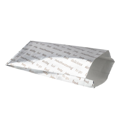Bag Tek Paper Printed Small Hot Dog Foil Bag - 3 3/4" x 1 1/4" x 9" - 100 count box