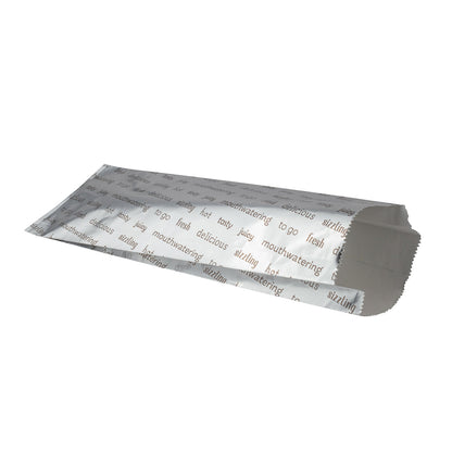 Bag Tek Paper Printed Large Hot Dog Foil Bag - 3 3/4" x 1 1/4" x 12" - 100 count box