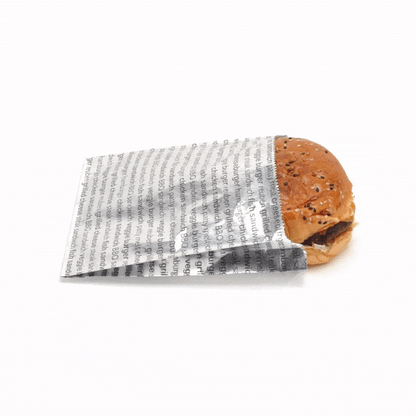 Bag Tek Paper Printed Burger Foil Bag - 6" x 1 1/4" x 6 1/2" - 100 count box