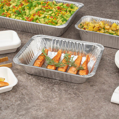 Foil Lux Aluminum 1/2 Size Deep Steam Table Pan - 12 3/4" x 10 1/2" x 2 1/2" - 25 count box