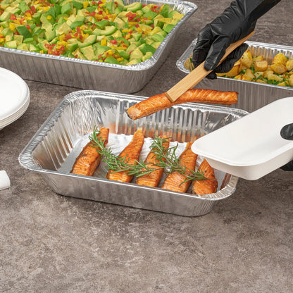 Foil Lux Aluminum 1/2 Size Deep Steam Table Pan - 12 3/4" x 10 1/2" x 2 1/2" - 25 count box