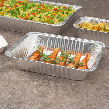 Foil Lux Aluminum 1/2 Size Deep Steam Table Pan - 12 3/4" x 10 1/2" x 2 1/2" - 25 count box