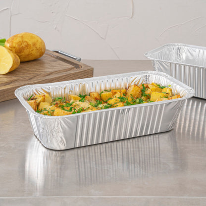 Foil Lux Aluminum 1/3 Size Deep Steam Table / Loaf Pan - 12 1/2" x 6 1/2" x 3 1/4" - 25 count box