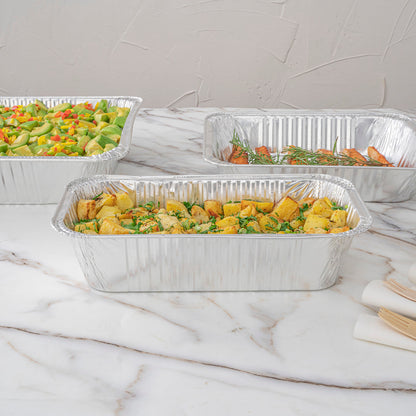 Foil Lux Aluminum 1/3 Size Deep Steam Table / Loaf Pan - 12 1/2" x 6 1/2" x 3 1/4" - 25 count box