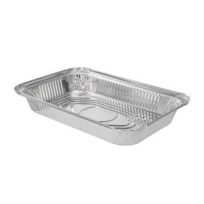Foil Lux 64 oz Oblong Silver Aluminum 4 lb Take Out Container - 12" x 8 3/4" x 1 3/4" - 100 count box