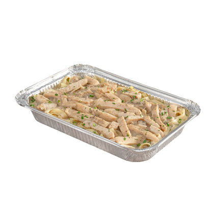 Foil Lux 64 oz Oblong Silver Aluminum 4 lb Take Out Container - 12" x 8 3/4" x 1 3/4" - 100 count box