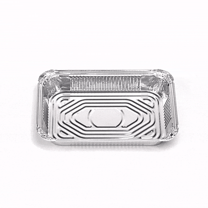 Foil Lux 64 oz Oblong Silver Aluminum 4 lb Take Out Container - 12" x 8 3/4" x 1 3/4" - 100 count box