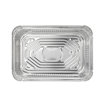 Foil Lux 64 oz Oblong Silver Aluminum 4 lb Take Out Container - 12" x 8 3/4" x 1 3/4" - 100 count box