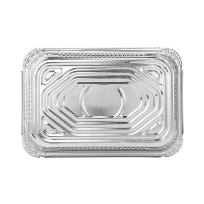 Foil Lux 64 oz Oblong Silver Aluminum 4 lb Take Out Container - 12" x 8 3/4" x 1 3/4" - 100 count box