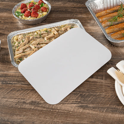 Foil Lux White Paper Flat Foil-Laminated Board Lid - Fits 4 lb Take Out Container - 100 count box