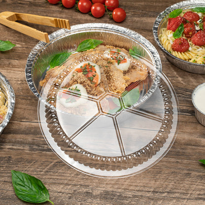 Foil Lux Round Clear Plastic Dome Lid - Fits 9" Take Out Pan - 100 count box