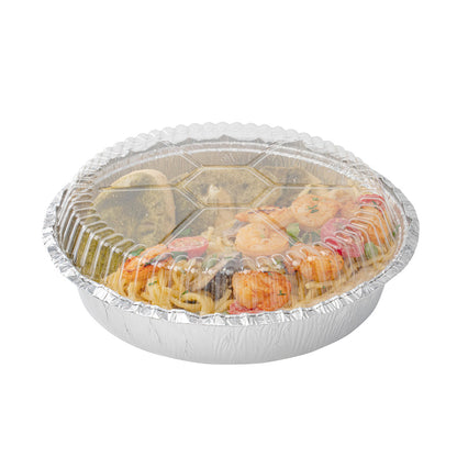 Foil Lux Round Clear Plastic Dome Lid - Fits 8" Take Out Pan - 100 count box