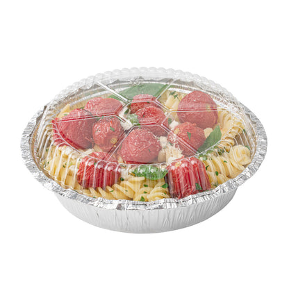 Foil Lux Round Clear Plastic Dome Lid - Fits 7" Take Out Pan - 100 count box