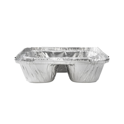 Foil Lux 23 oz Rectangle Silver Aluminum Take Out Tray - 3-Compartment - 8 1/2" x 6 1/2" x 1 3/4" - 100 count box