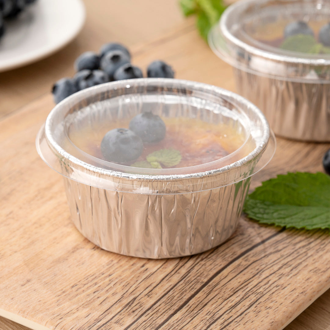 Foil Lux Round Clear Plastic Flat Lid - Fits Ramekin / Portion Cup - 100 count box