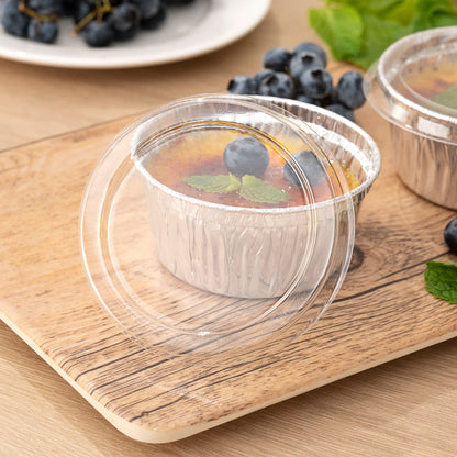 Foil Lux Round Clear Plastic Flat Lid - Fits Ramekin / Portion Cup - 100 count box