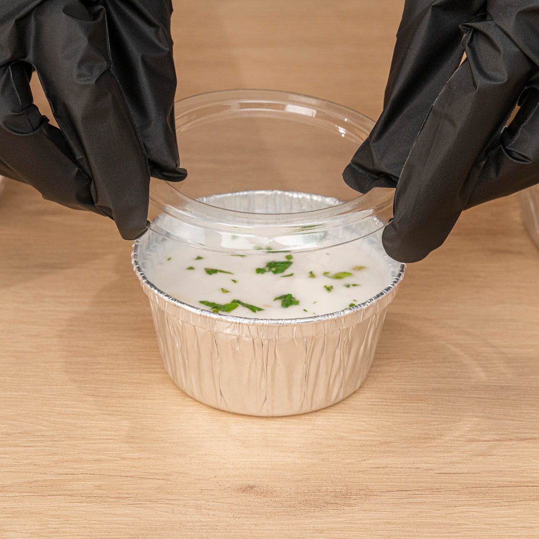 Foil Lux Round Clear Plastic Flat Lid - Fits Ramekin / Portion Cup - 100 count box