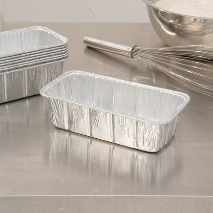 Pastry Tek Silver Aluminum Bread Loaf Pan - 2 lb - 8 1/2" x 4 1/4" x 2 1/2" - 25 count box