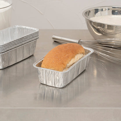 Pastry Tek Silver Aluminum Bread Loaf Pan - 2 lb - 8 1/2" x 4 1/4" x 2 1/2" - 25 count box