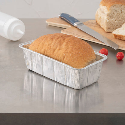 Pastry Tek Silver Aluminum Bread Loaf Pan - 2 lb - 8 1/2" x 4 1/4" x 2 1/2" - 25 count box