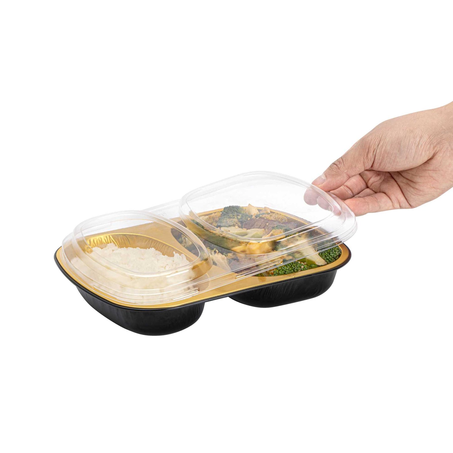 Foil Lux Clear Plastic Flat Lid - Fits 2-Compartment Foil Container - 100 count box