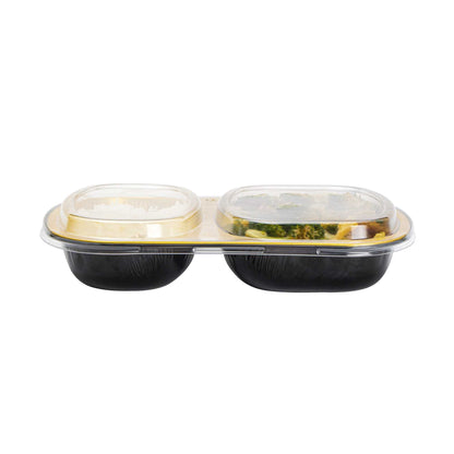 Foil Lux Clear Plastic Flat Lid - Fits 2-Compartment Foil Container - 100 count box